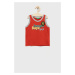 Detský bavlnený top United Colors of Benetton červená farba, s nášivkou