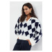 Trendyol Ecru Wide Pattern Soft Textured Patterned/Jacquard Knitwear Sweater