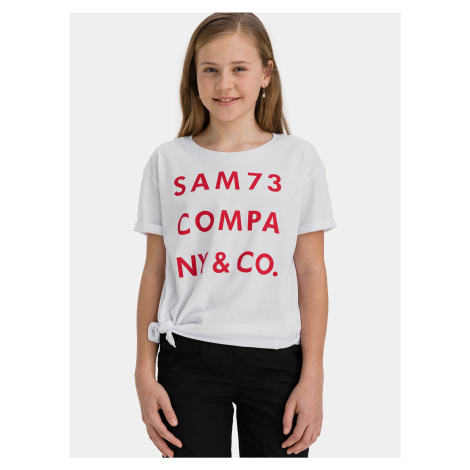 Biele dievčenské tričko s potlačou SAM 73