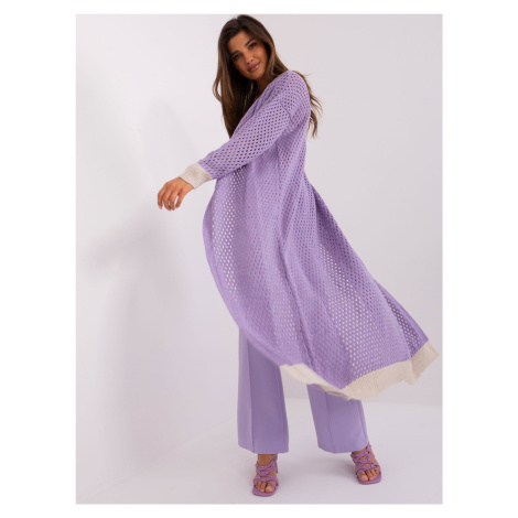 Light purple openwork cardigan with wool