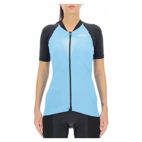 UYN Cyklistický dres s krátkym rukávom - GRANFONDO LADY - antracitová/svetlo modrá/čierna/modrá