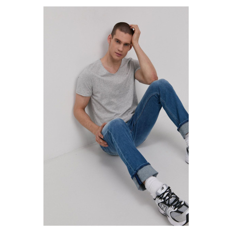 Tričko Tommy Jeans pánsky,šedá farba,melanžový,DM0DM09587 Tommy Hilfiger