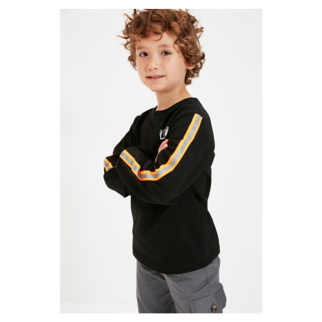 Trendyol Black Stripe Detailed Printed Boy's Knitted Sweatshirt