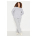 Trendyol Curve Gray Knitted Pajamas with Slits.