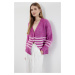 Trendyol Pink Soft Textured Striped Knitwear Cardigan