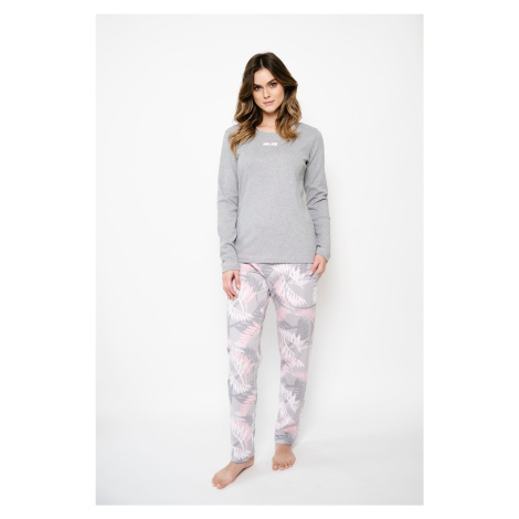 Aloe women's pajamas long sleeves, long legs - melange/print Italian Fashion