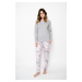 Aloe women's pajamas long sleeves, long legs - melange/print