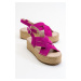 LuviShoes Lontano Women's Fuchsia Suede Genuine Leather Sandals