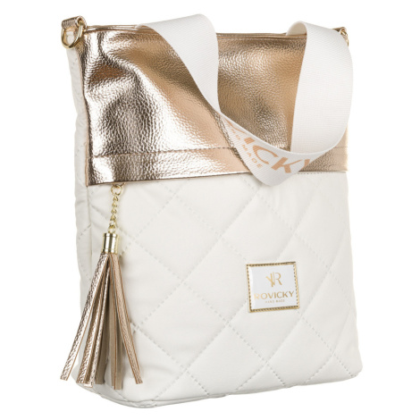 Rovicky bielo-zlatá shopper kabelka s prešívaním TDR21020 PIK_white/gold