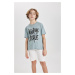 DEFACTO Boys' Crew Neck Printed Short Sleeve T-Shirt