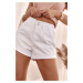 White denim shorts with elastic waistband