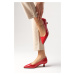 Mio Gusto Carmen Red Color Patent Leather Short Heel Shoes