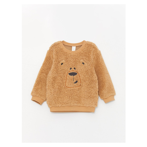 LC Waikiki Crew Neck Long Sleeve Embroidery Detailed Plush Baby Boy Sweatshirt