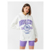 Koton Oversize Printed Sweatshirt Hooded With Fleece Inside