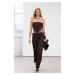 Trendyol Limited Edition Brown Wide Leg Belted Woven Fabric Trousers