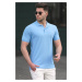Madmext Basic Blue Polo Collar Men's T-Shirt 5101