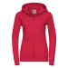 Red women's sweatshirt with hood and zipper Authentic Russell