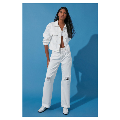 Trendyol White Oversize Denim Jacket