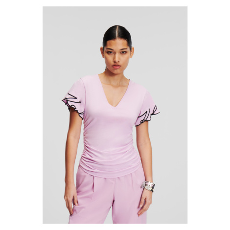 Tričko Karl Lagerfeld Karl Signature Slv Hem T-Shirt Orchid Bouquet