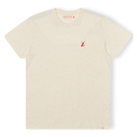 Revolution  T-Shirt Regular 1343 SUR - Off-White/Melange  Tričká a polokošele Biela