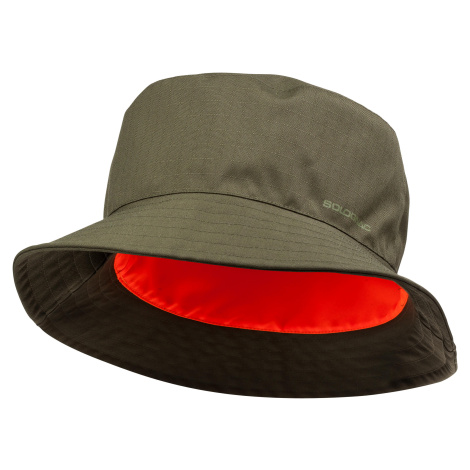 Obojstranný poľovnícky klobúk nepremokavý oranžovo-zelený SOLOGNAC