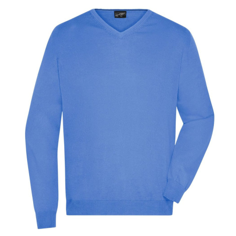 James & Nicholson Pánsky bavlnený sveter JN659 - Ľadovo modrá
