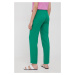 Nohavice Pepe Jeans dámske, zelená farba, rovné, vysoký pás