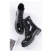 Čierne lakované šnurovacie členkové topánky 142005