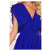 Modré šaty so skladanými volánikmi a výstrihom TAMARA 367-2