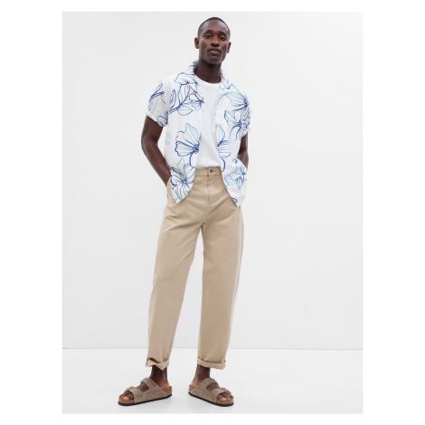 Modro-biela pánska kvetovaná košeľa s krátkym rukávom GAP