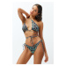 Trendyol Leopard Patterned Triangle Cut Out/Windowed Regular Bikini Set