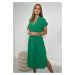 Dress with a decorative belt green