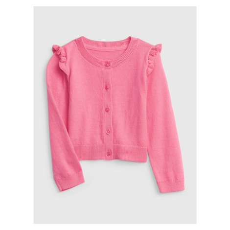 Ružový dievčenský sveter s volánikom GAP