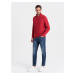 Ombre Men's knitted sweater with spread collar - red