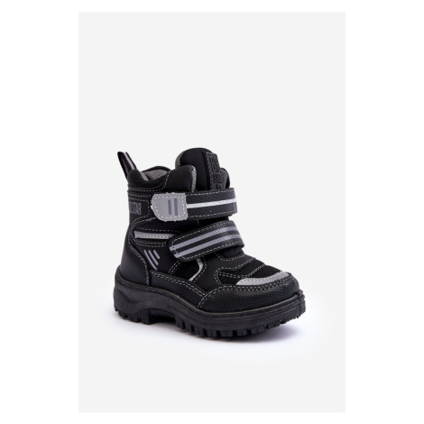 BIG STAR SHOES Detské izolované snehové topánky s suchým zipsom Black Big Star