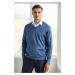 38804 Dewberry Mens V Neck Knit Sweater-INDIGO