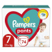 2x PAMPERS Pants Nohavičky plienkové jednorazové 7 (17 kg+) 74 ks - MEGA PACK