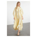 Trendyol Yellow Accessory Detailed Satin Woven Kaftan