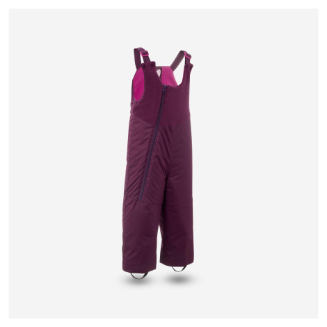 Detské hrejivé lyžiarske náprsenkové nohavice 500 Warm fialové