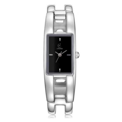 Dámske elegantné hodinky striebornej farby s čiernym ciferníkom