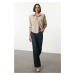 Trendyol Beige Wadding Detailed Oversize Wide Fit Shirt