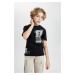 DEFACTO Boy's Crew Neck Printed Short Sleeve T-Shirt