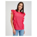 Orsay Dark pink women's t-shirt with ruffles - Women's