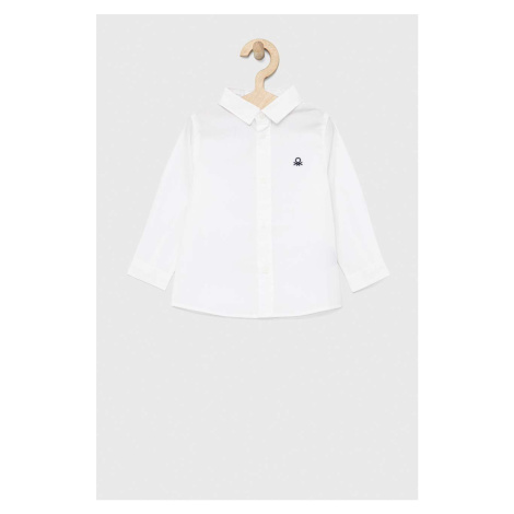 Detská bavlnená košeľa United Colors of Benetton biela farba