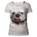 Dámske batikované tričko The Mountain - Silly Bulldog Face - biele