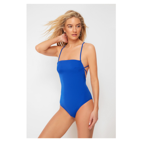 Trendyol Saxe Blue Square Neck Decollete Regular Swimsuit