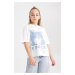 DEFACTO Girl Oversize Fit Crew Neck Printed Short Sleeve T-Shirt