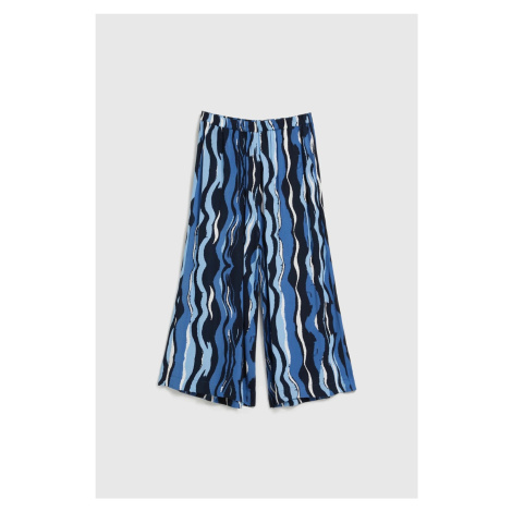 Women's trousers with MOODO pattern - navy blue