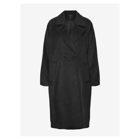 Čierny dámsky kabát s prímesou vlny VERO MODA Hazel
