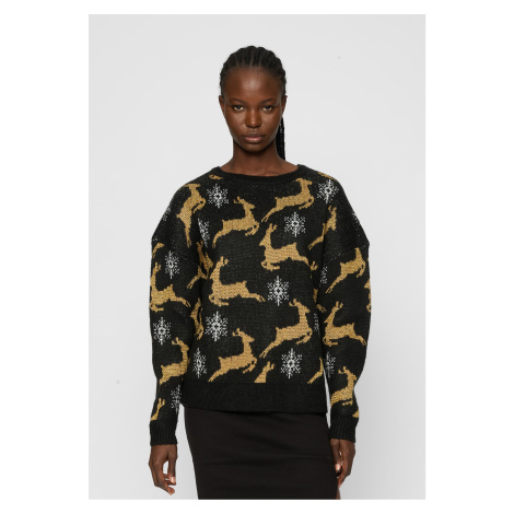 Women's Oversized Christmas Sweater Black/Gold Urban Classics